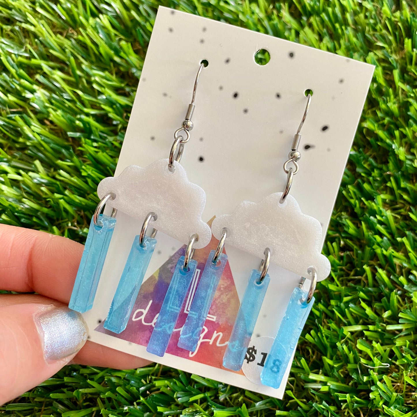 ON SALE!!!!!! Weather Resin Earrings - Rain Clouds with Translucent Heavy Rain Featuring Hook Tops!