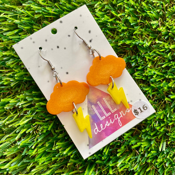 Weather Resin Earrings - Sunset Storm Featuring Hook Tops!