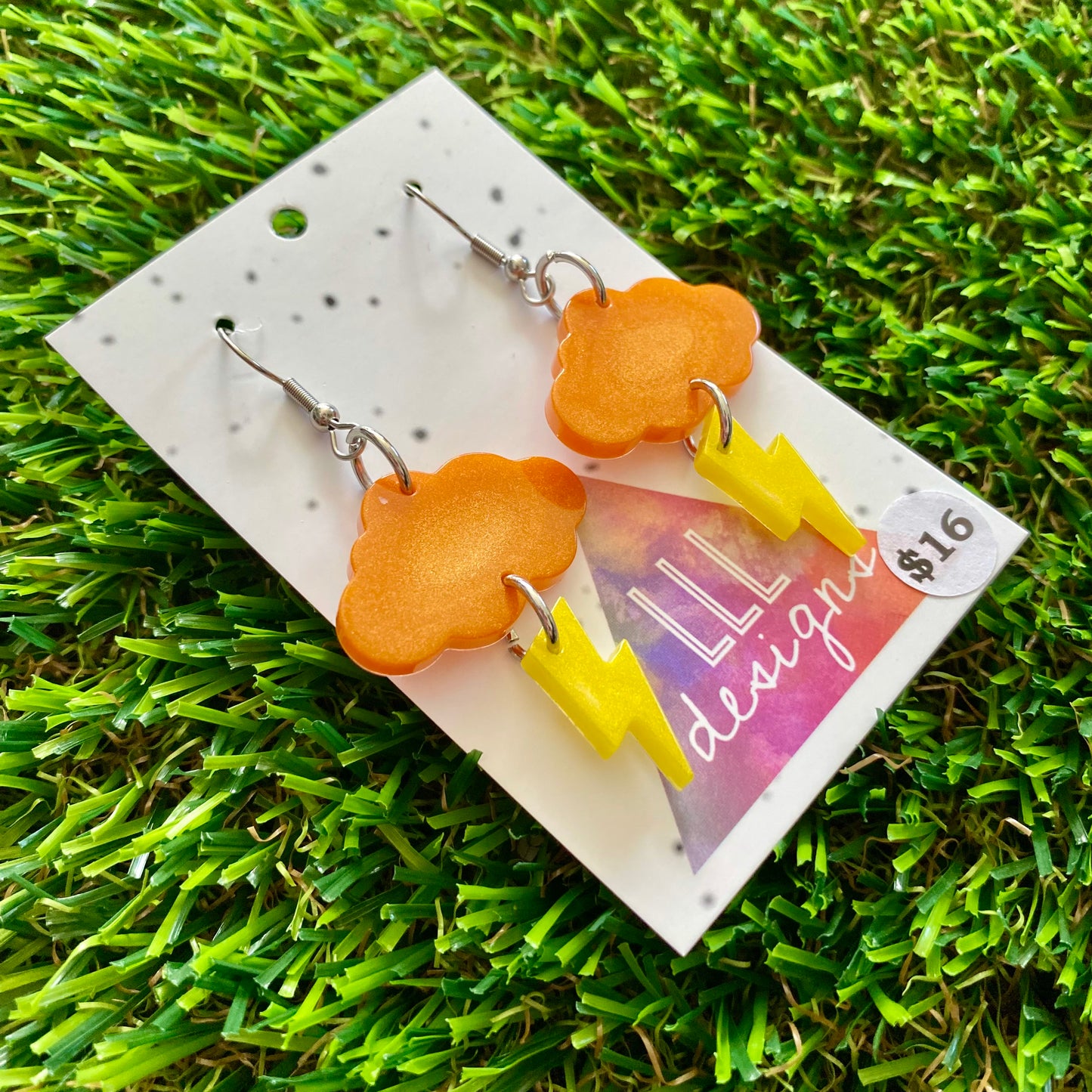 ON SALE!!!!!! Weather Resin Earrings - Sunset Storm Featuring Hook Tops!