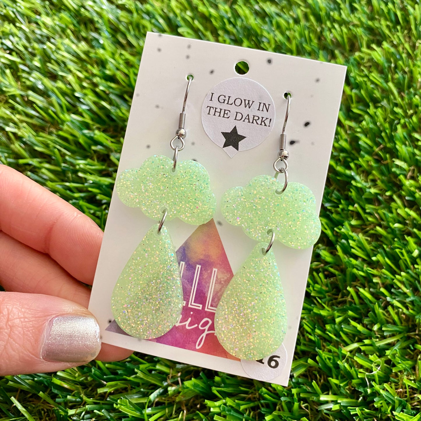 ON SALE!!!!!! Weather Resin Earrings - Glowy Rain Featuring Hook Tops!