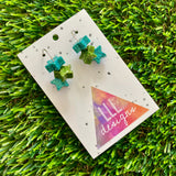 Resin Earrings - Hoop La Trio of Glitter Stars Featuring a Silver Hoop!