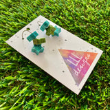 Resin Earrings - Hoop La Trio of Glitter Stars Featuring a Silver Hoop!