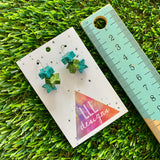 Resin Earrings - Hoop La Trio of Glitter Stars Featuring a Silver Hoop!