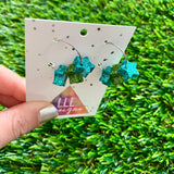 Resin Earrings - Hoop La Trio of Glitter Stars Featuring a Silver Hoop!