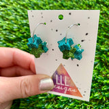 Resin Earrings - Hoop La Trio of Glitter Stars Featuring a Silver Hoop!