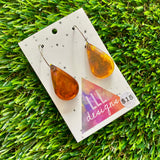 Alcohol Ink Resin Earrings - Amber Droplets Featuring a Silver Hoop!