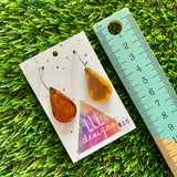 Alcohol Ink Resin Earrings - Amber Droplets Featuring a Silver Hoop!