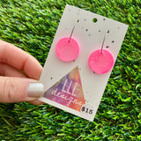 Alcohol Ink Resin Earrings - Pink Circles Featuring a Silver Hoop!
