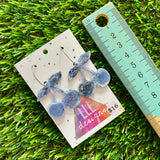 Alcohol Ink Resin Earrings - Blue and White Cherries Featuring a Silver Hoop!