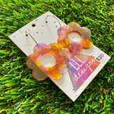 Alcohol Ink Resin Earrings - Purple and Yellow Daisies Featuring a Silver Hoop!