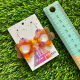 Alcohol Ink Resin Earrings - Purple and Yellow Daisies Featuring a Silver Hoop!