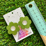Resin Earrings - Olive Glitter Daisies Featuring a Silver Hoop!