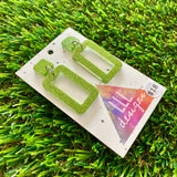 Resin Earrings - Olive Glitter Rectangle Dangles!