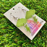 Resin Earrings - Olive Glitter Storm Dangles Featuring a Hook Top!