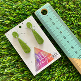 Resin Earrings - Olive Glitter Droplet Dangles!