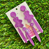 Resin Earrings - Glitter Purple Wiggle Woo!
