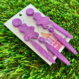 Resin Earrings - Glitter Purple Wiggle Woo!