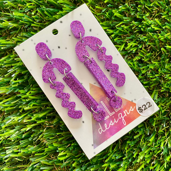 Resin Earrings - Glitter Purple A Bit of Everything!