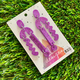 Resin Earrings - Glitter Purple A Bit of Everything!