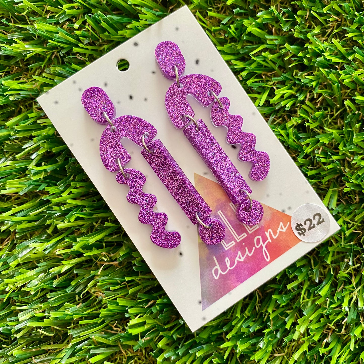 ON SALE!!!!!!  Resin Earrings - Glitter Purple A Bit of Everything!