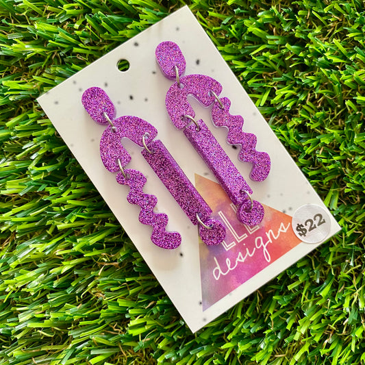 ON SALE!!!!!!  Resin Earrings - Glitter Purple A Bit of Everything!