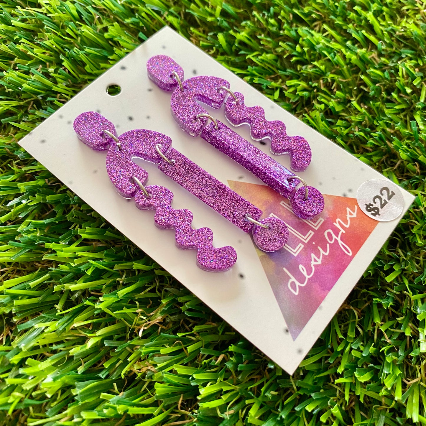 ON SALE!!!!!!  Resin Earrings - Glitter Purple A Bit of Everything!