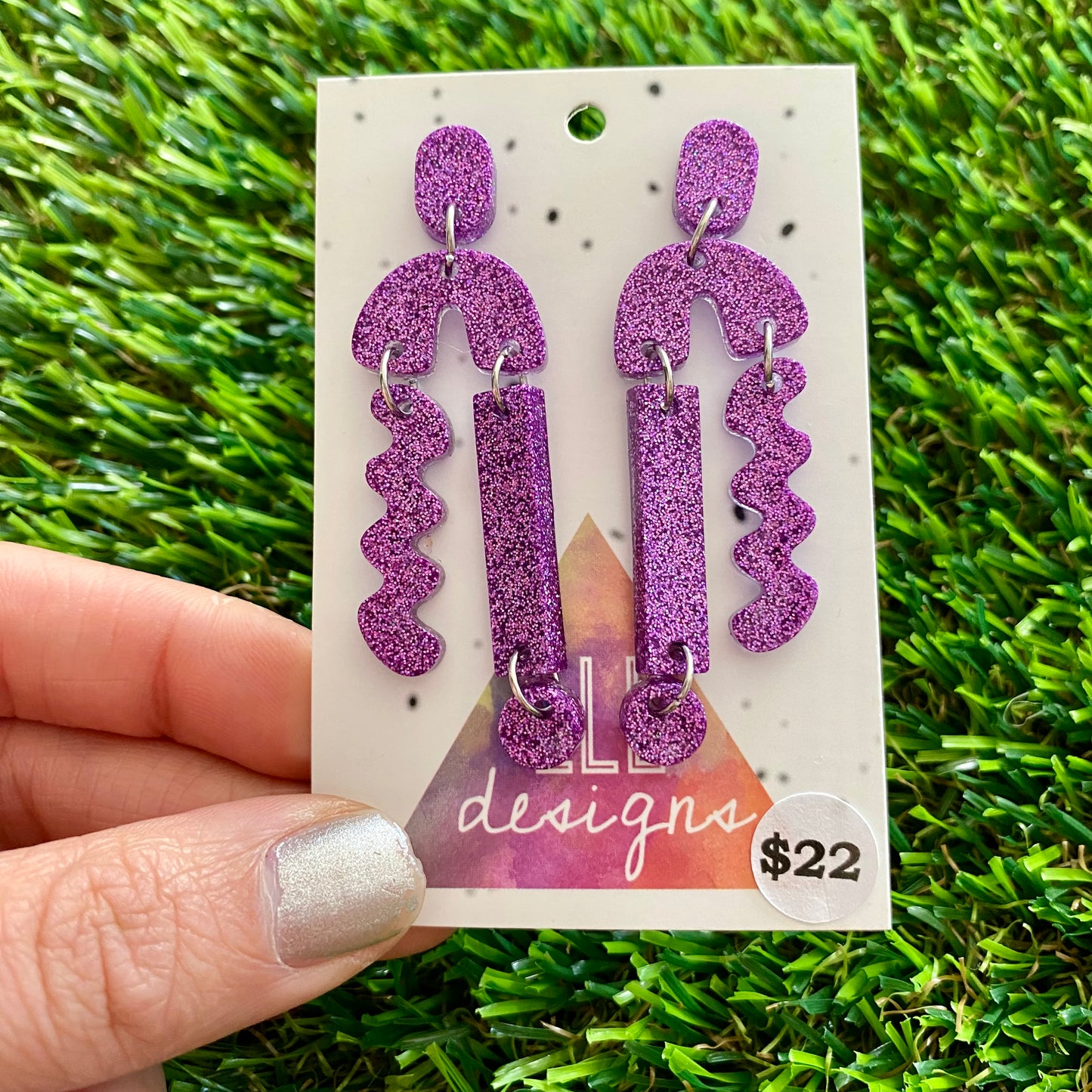 ON SALE!!!!!!  Resin Earrings - Glitter Purple A Bit of Everything!