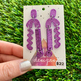 Resin Earrings - Glitter Purple A Bit of Everything!