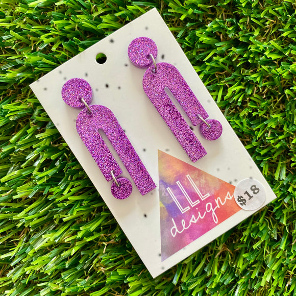 Resin Earrings - Glitter Purple Side Hustle!
