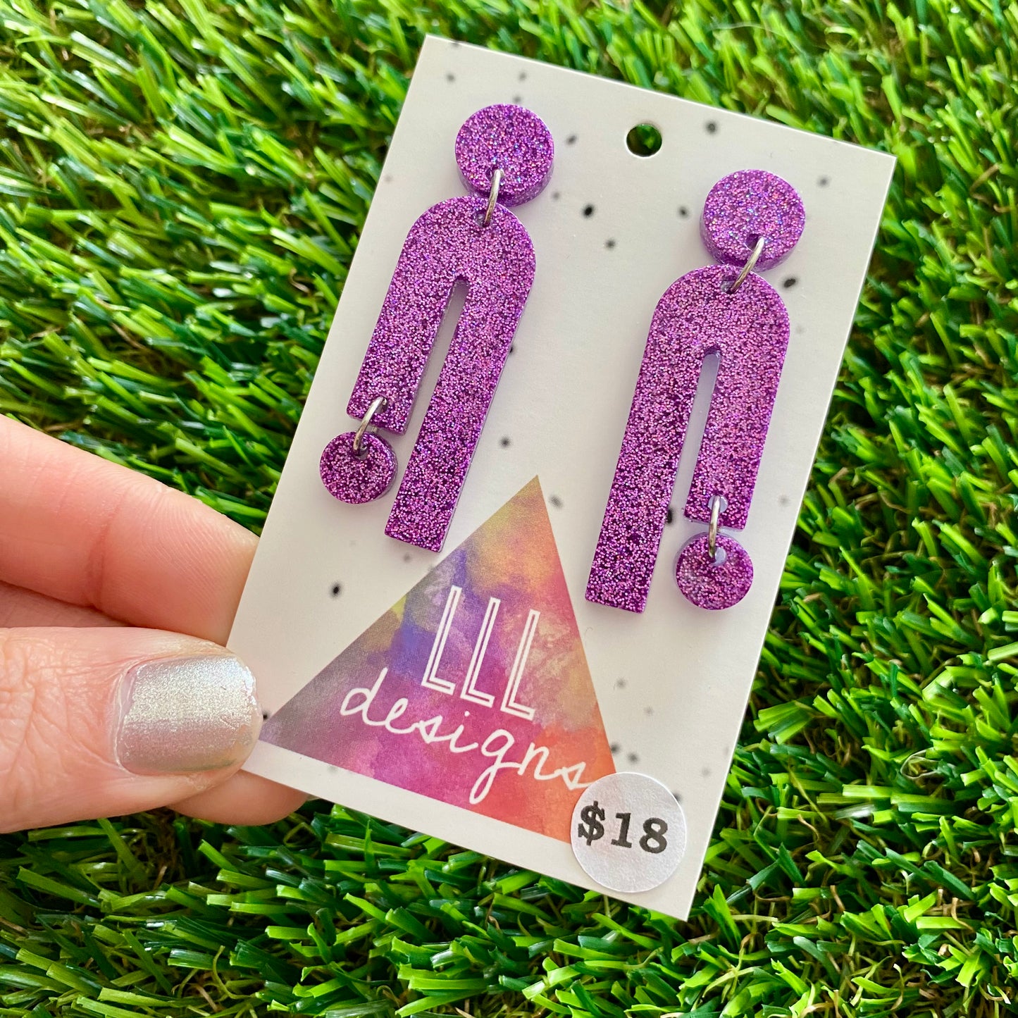 ON SALE!!!!!!  Resin Earrings - Glitter Purple Side Hustle!