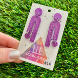 Resin Earrings - Glitter Purple Side Hustle!