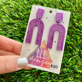 Resin Earrings - Glitter Purple Open Arches!