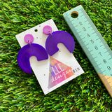 Resin Earrings - Purple Chameleon Tail Featuring a Pink Top!