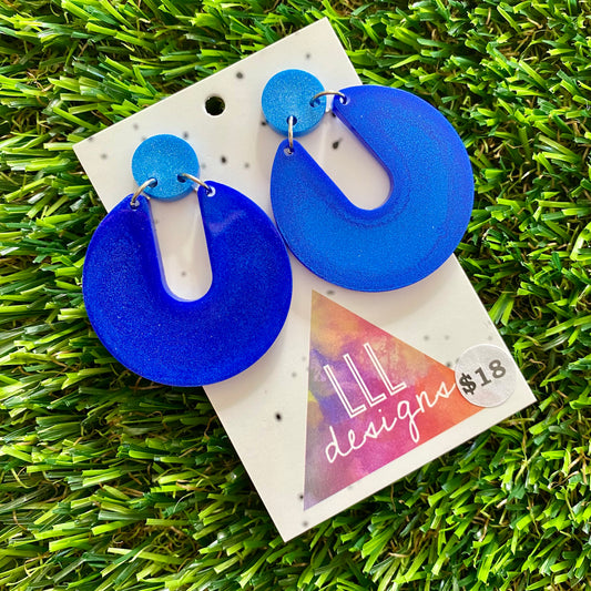 ON SALE!!!!!!  Resin Earrings - Blue Double Time!
