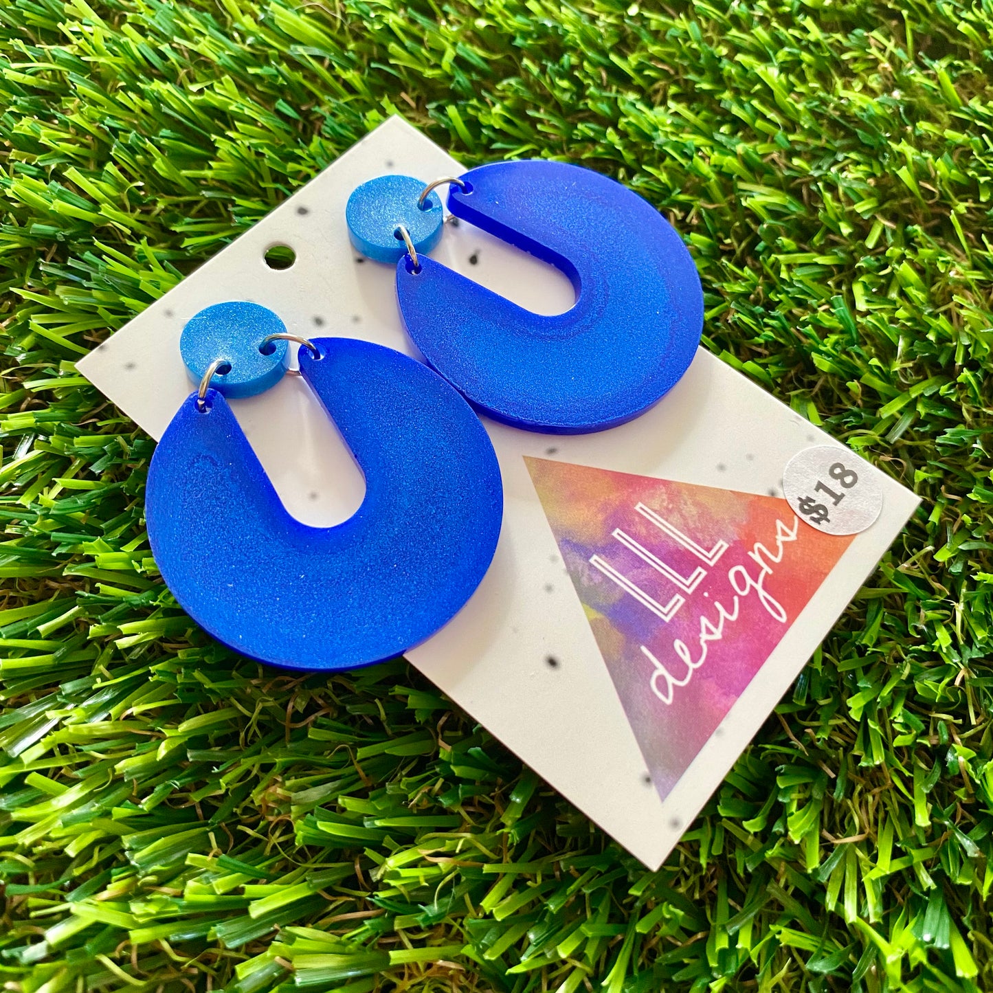 ON SALE!!!!!!  Resin Earrings - Blue Double Time!