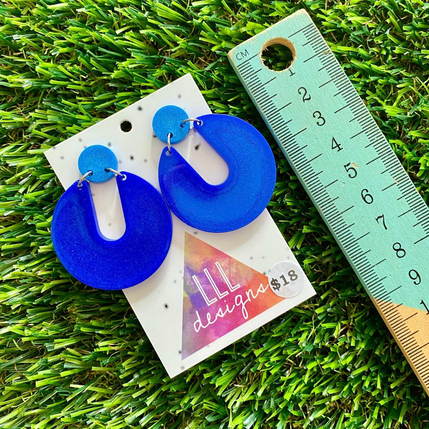 ON SALE!!!!!!  Resin Earrings - Blue Double Time!