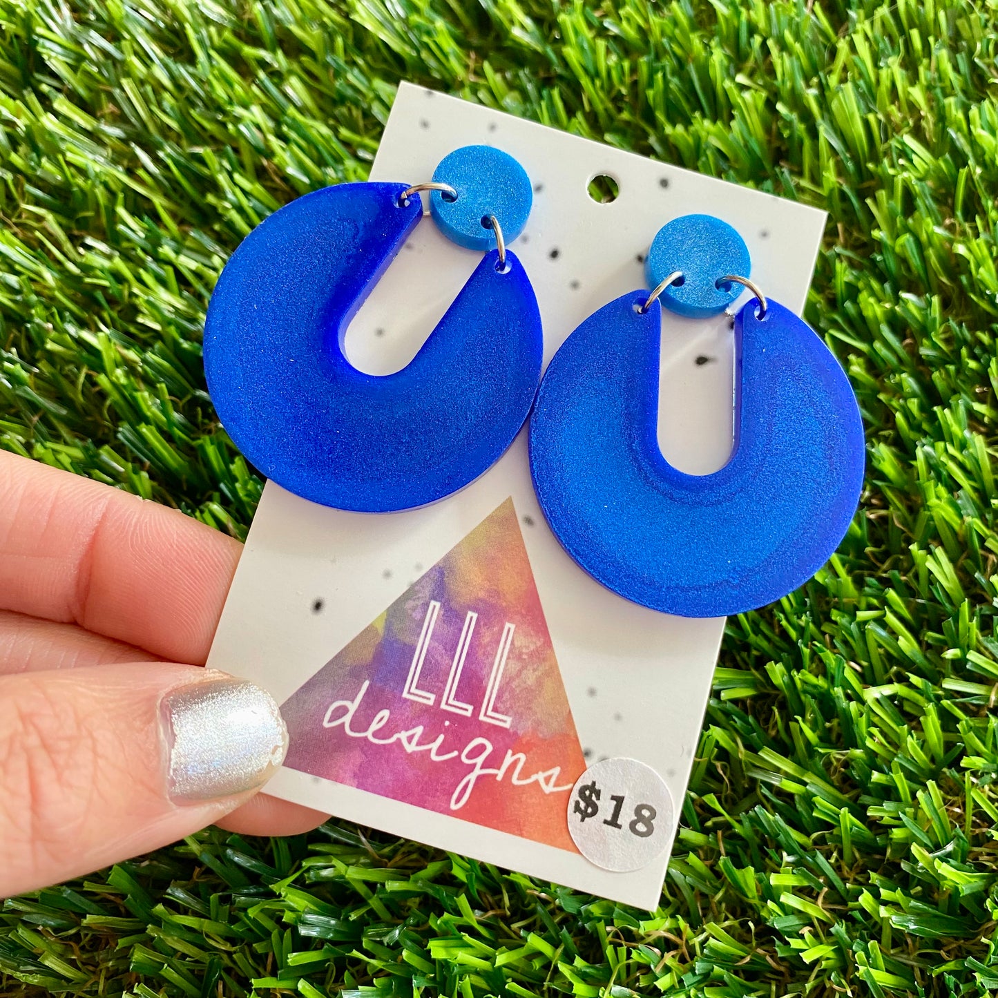 ON SALE!!!!!!  Resin Earrings - Blue Double Time!