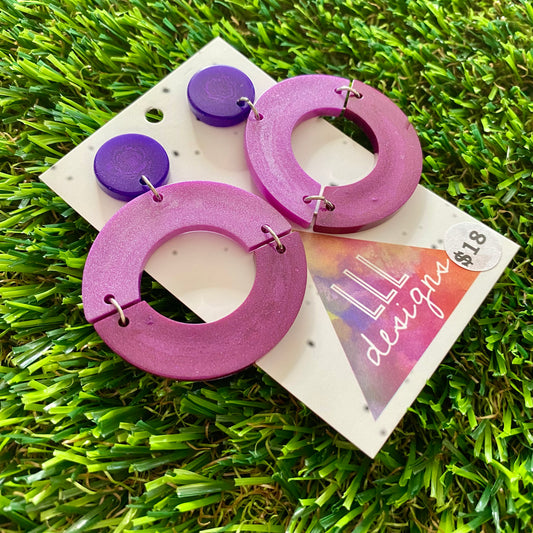 ON SALE!!!!!!  Resin Earrings - Purple Two Toned Connections!
