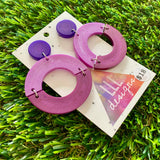 Resin Earrings - Purple Two Toned Connections!