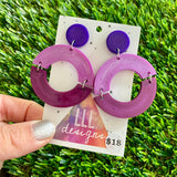Resin Earrings - Purple Two Toned Connections!