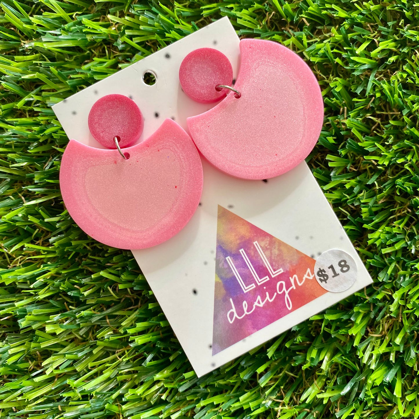 ON SALE!!!!!!  Resin Earrings - Pink Crescent Dangles!