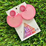 Resin Earrings - Pink Crescent Dangles!