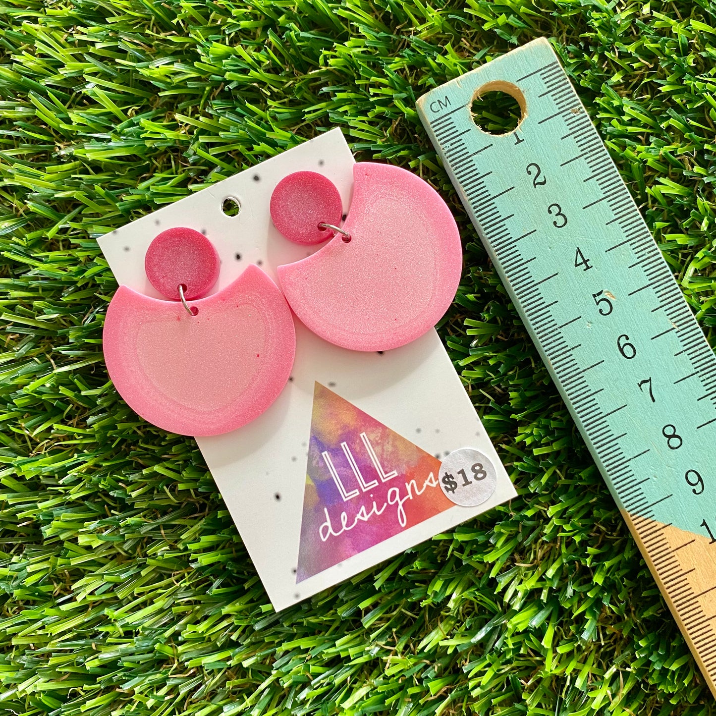 ON SALE!!!!!!  Resin Earrings - Pink Crescent Dangles!