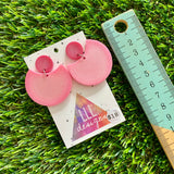 Resin Earrings - Pink Crescent Dangles!