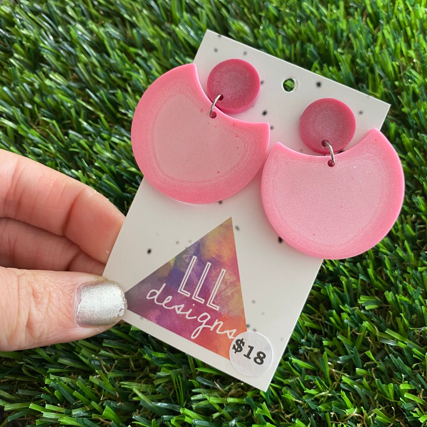 ON SALE!!!!!!  Resin Earrings - Pink Crescent Dangles!