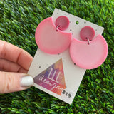 Resin Earrings - Pink Crescent Dangles!