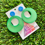 Resin Earrings - Blue and Green Retro Vibe Dangles!