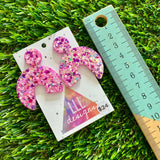 Resin Earrings - Pink Multi Glitter