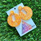 Resin Earrings - Orange Multi Glitter Double Time Dangles!