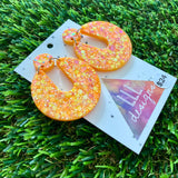 Resin Earrings - Orange Multi Glitter Double Time Dangles!
